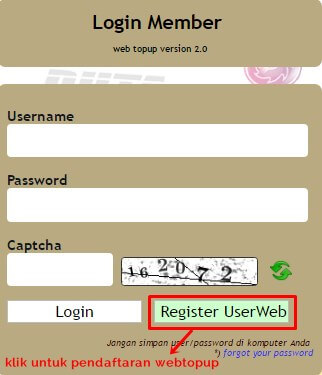 langkah awal pendaftaran web topup